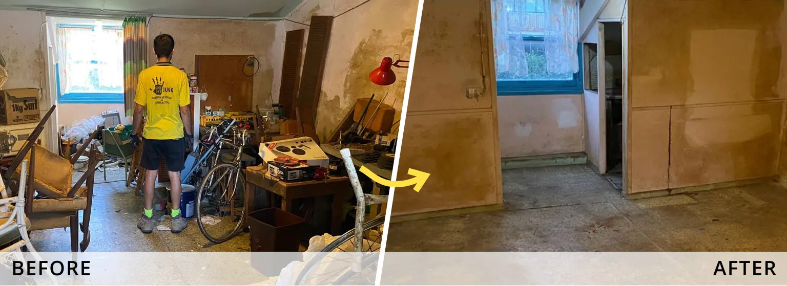 Deceased estate clearance before and after hoarded room