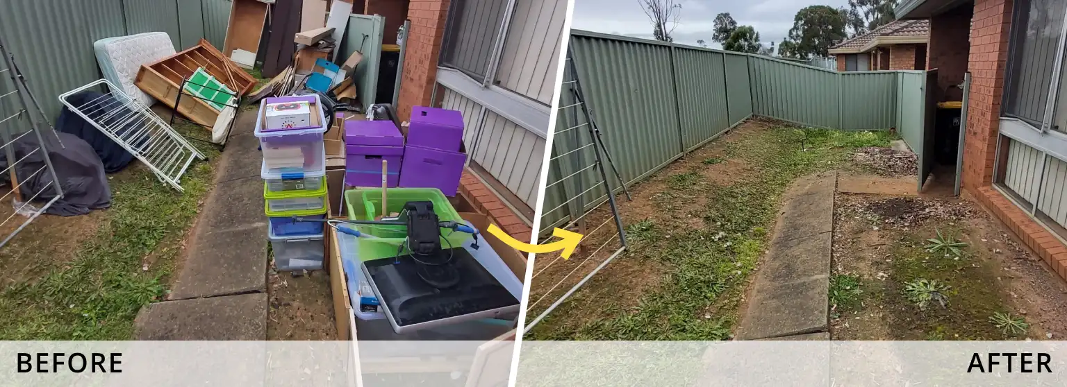 Deceased estate clearance before and after backyard cleanup